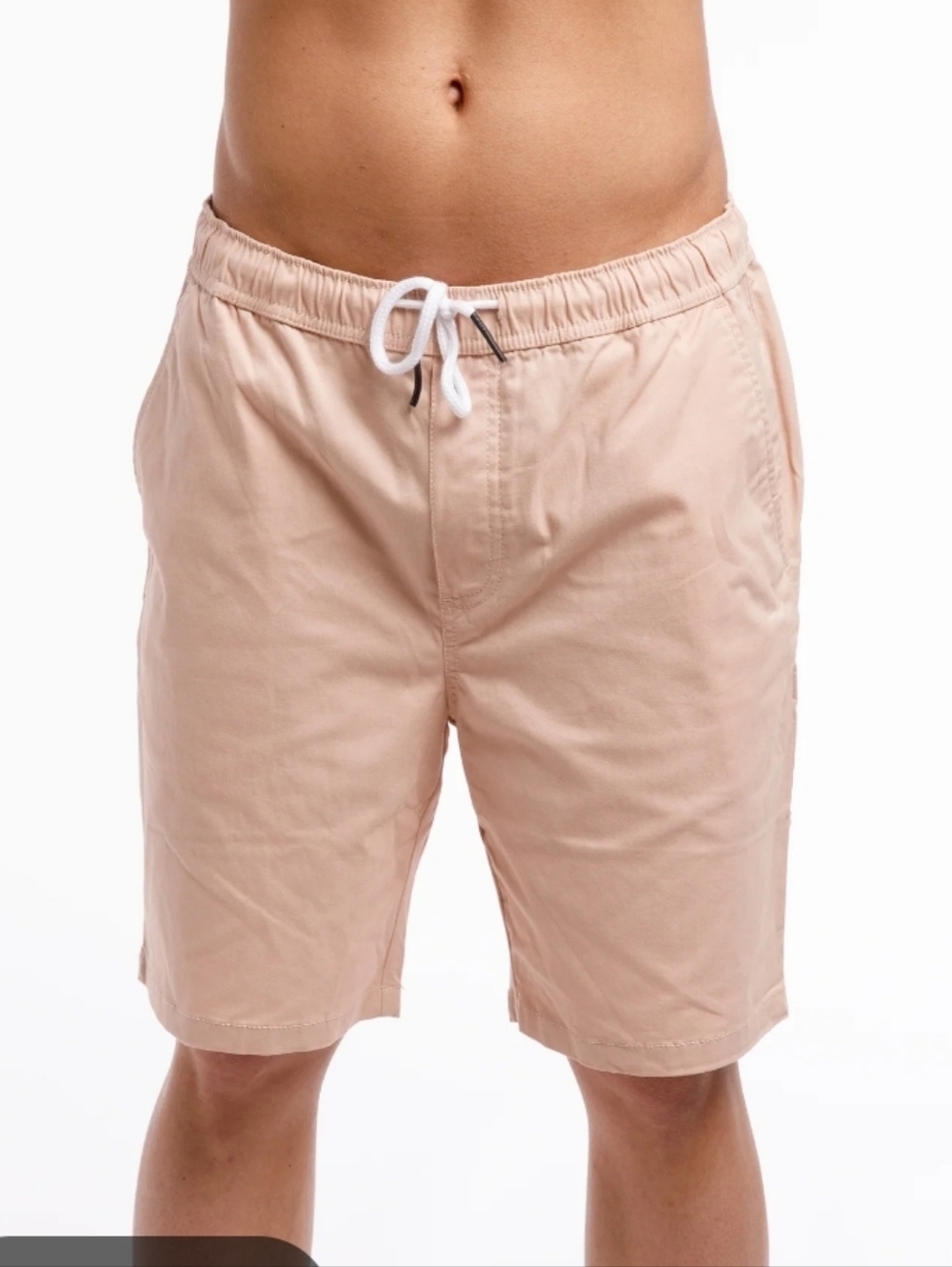 Free Planet Organic Relaxed Drawstring Twill Chino Shorts In Pink Sands L